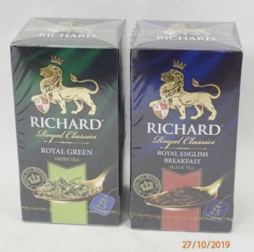 Černý a zelený čaj RICHARD, 60 Kč